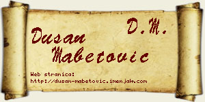 Dušan Mabetović vizit kartica